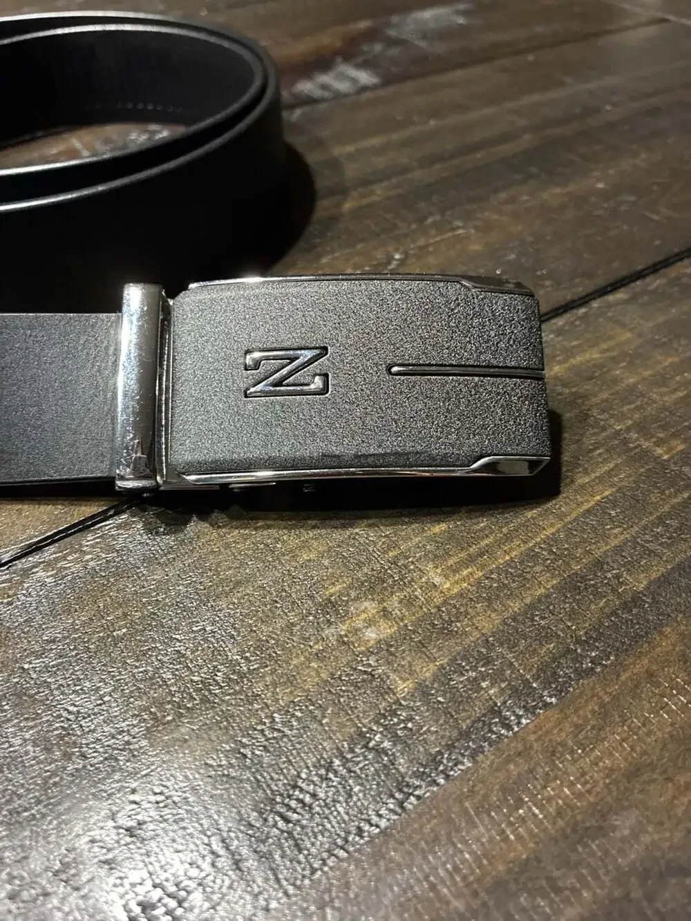 Italy Milano Men's Automatic Ratchet Leather Belt with Z Logo Buckle